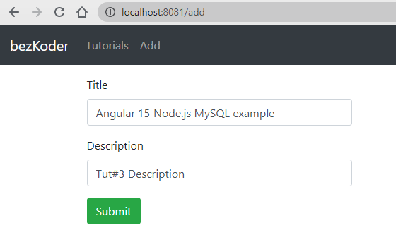 Angular 15 + Node.js Express + MySQL example: CRUD App