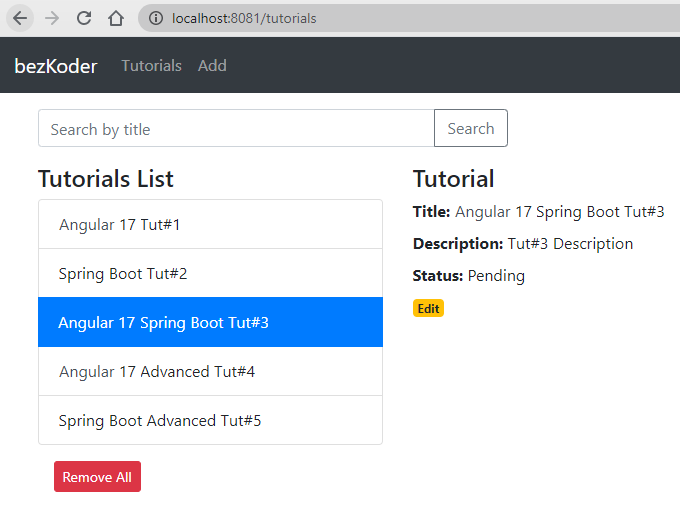 Spring Boot Angular 17 example CRUD BezKoder