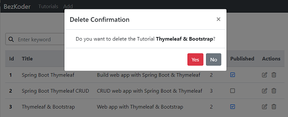 Spring Boot Thymeleaf CRUD example BezKoder