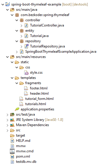 spring-boot-thymeleaf-crud-example-project-structure